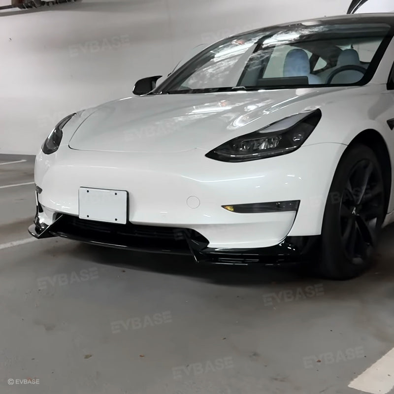 Tesla Model 3 Front Bumper Lip Spoiler V Style Splitter ABS Body Kit