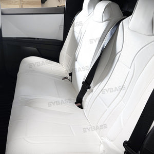 Tesla Cybertruck Seat Covers NAPPA Leather Full Coverage Seat Protector (Black/White)