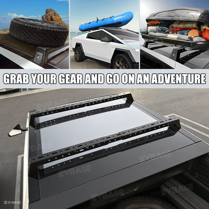 Tesla Cybertruck Roof Rack Crossbar Telescoping Lockable Cargo Rack Roof Bed Rails EVBASE