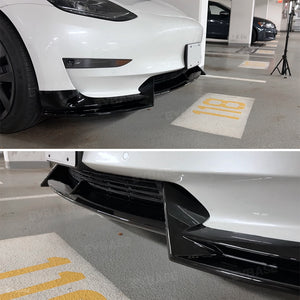 Tesla Model 3 Front Bumper Lip Spoiler V Style Splitter ABS Body Kit