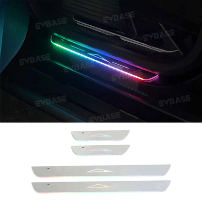 Tesla Cybertruck Illuminated Door Sill Protector LED Plates With Cybertruck Silhouette Triangle Body Logo