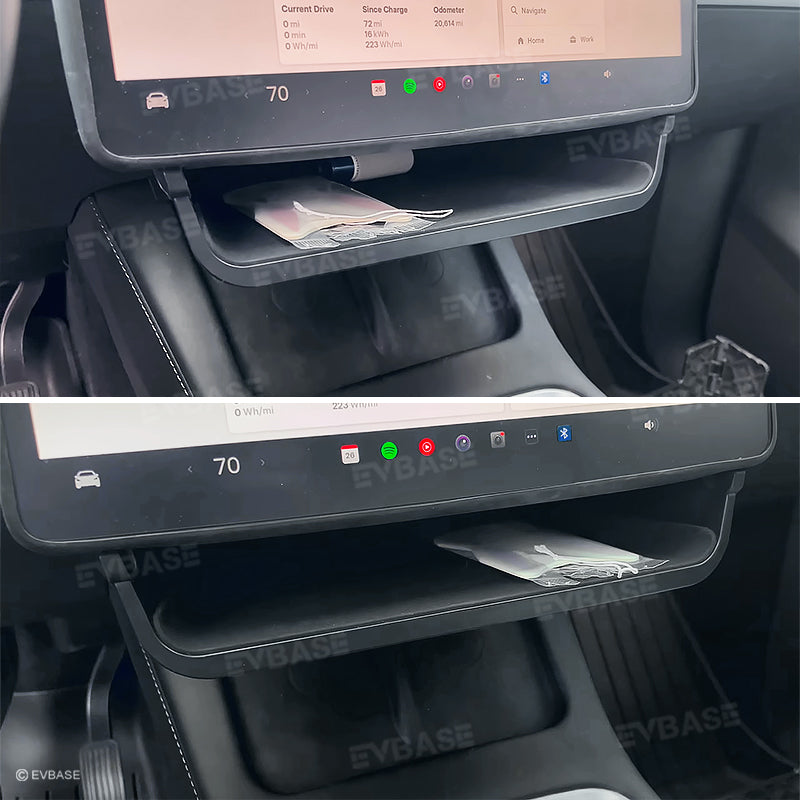 EVBASE Tesla Model 3 Y Center Console Organizzatore Vassoio Magnetico Sotto lo Schermo Scatola