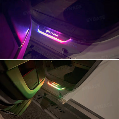 Rivian R1T R1S Illuminated Door Sill Covers  Protector LED Light Plates Trim Welcome Pedal EVBASE