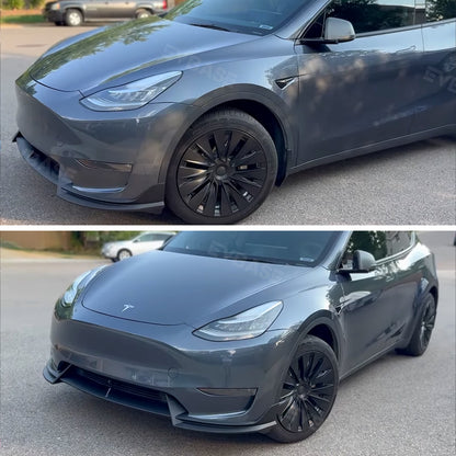 EVBASE Tesla Model Y Front Bumper Lip Fascia Front Lip Spoiler ABS Sport Body Kit Front Apron Model 3