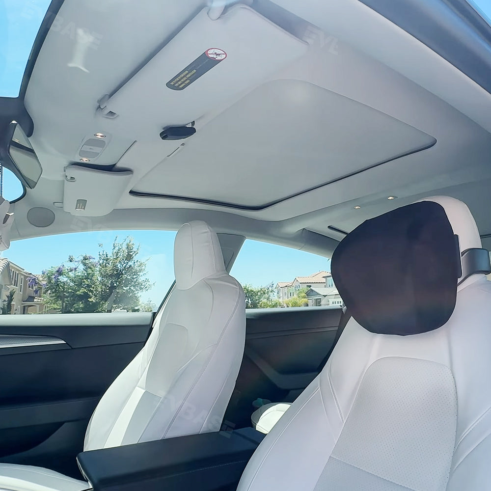 Tesla Model 3/Y Retractable Sunshade Glass Roof Sunshade with Roll Fabric Style|EVBASE