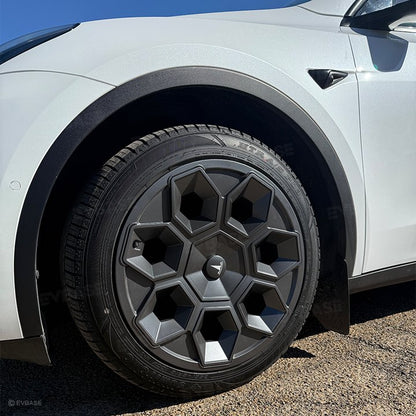 Tesla Model Y 19" Wheel Covers Hex Wedge Hubcaps Matte Black Wheel Caps Rim Protector Honeycomb Wheels Style