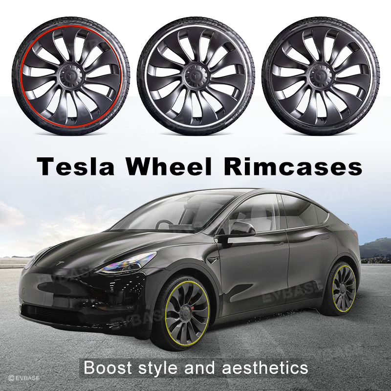 EVBASE Tesla Wheel Rim Protector Aluminum Alloy Rim Guard Rimcase 4 PCS For Model 3 Y X S