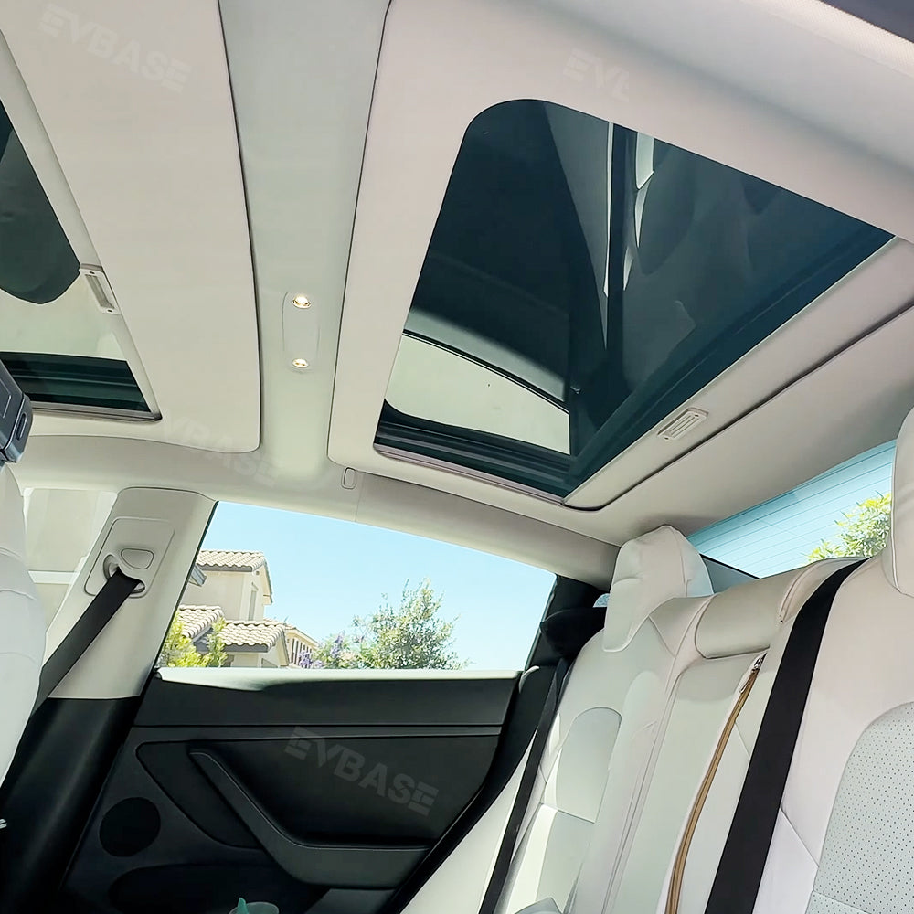 Tesla Model 3/Y Retractable Sunshade Glass Roof Sunshade with Roll Fabric style