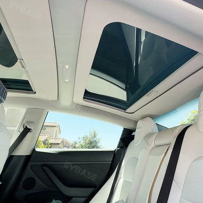 Tesla Model 3/Y Retractable Sunshade Glass Roof Sunshade with Roll Fabric style