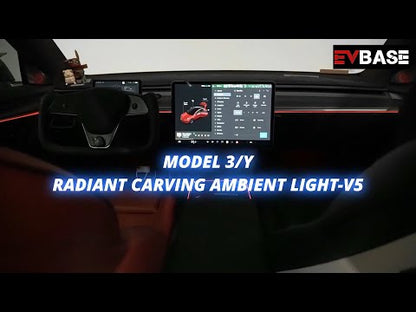 EVBASE Tesla Model 3/Y Laser Engraved Streamer Ambient Lighting Upgrade Kit Laser Carving LED Light Strips With Tweeter