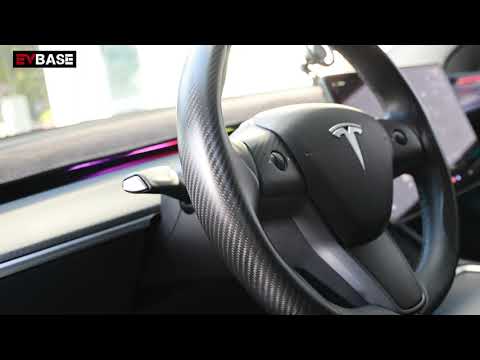 EVbase Model 3 Y Steering Wheel Trim Cover Tesla Interior Accessories Carbon Fiber