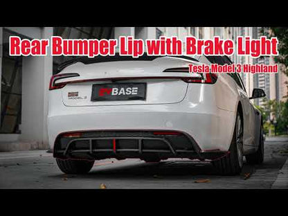 Tesla Model 3 Highland Rear Diffuser Bumper Lip ABS Spoiler Splitter Replacement With Brake Light