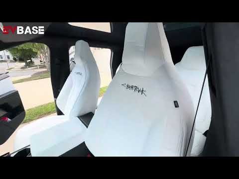 Tesla Cybertruck Seat Covers NAPPA Leather Full Coverage Seat Protector (Black/White)