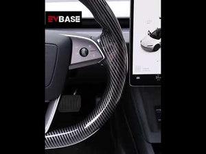 EVbase Model 3 Y Steering Wheel Trim Cover ABS Tesla Interior Accessories Carbon Fiber Style