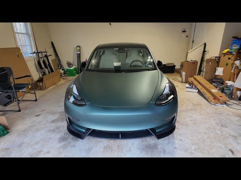 Tesla Model 3 Y Front Bumper Lip ABS Body Kit V Style Splitter Spoiler (Matte Black)