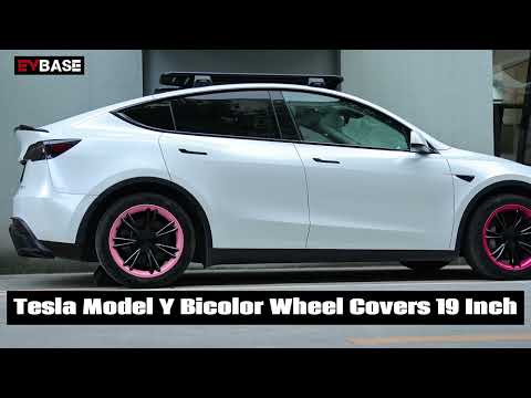 Tesla Model Y Bicolor Wheel Covers 19 Inch ABS Rim Protector Covers Sport Wheel Caps 4PCS