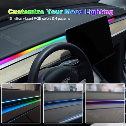 EVBASE Tesla Model 3 Y Dashboard Streamer Ambient Light Interior Car Neon Lights