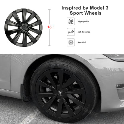 EVBASE Tesla Model 3 Wheel Cover 18 Inch Hubcap Inspired by Model 3 Sport Wheels Exterior Accessories Upgrade 2021-2023.10