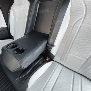 Tesla Cybertruck Seat Covers NAPPA Leather Full Coverage Seat Protector (Black/White)