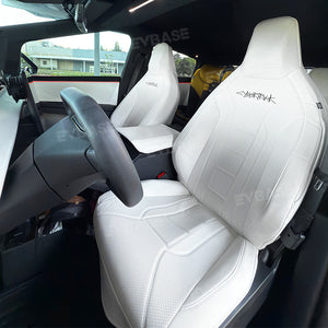 Tesla Cybertruck Seat Covers NAPPA Leather Full Coverage Seat Protector (Black/White)