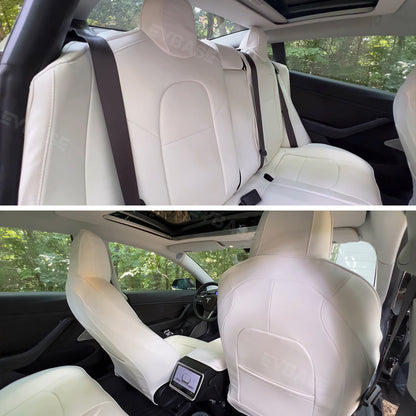 Tesla Model 3 Highland Custom Seat Covers NAPPA Leather Interior Accessories EVBASE