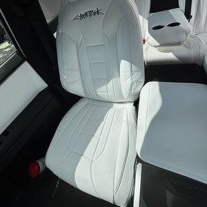 Tesla Cybertruck Seat Covers NAPPA Leather Full Coverage Seat Protector (Black/White)