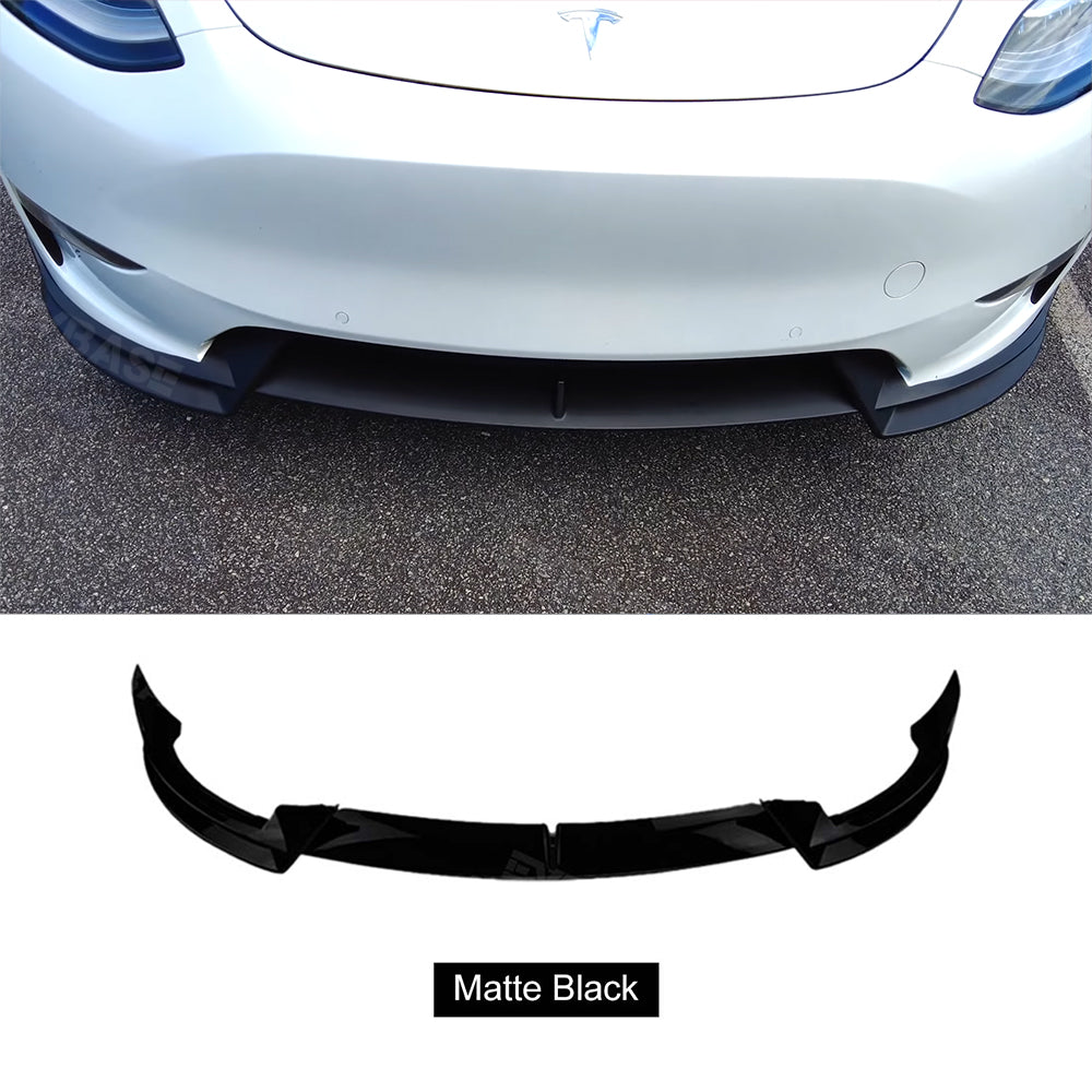 Tesla Model 3 Y Front Bumper Lip ABS Body Kit V Style Splitter Spoiler (Matte Black)