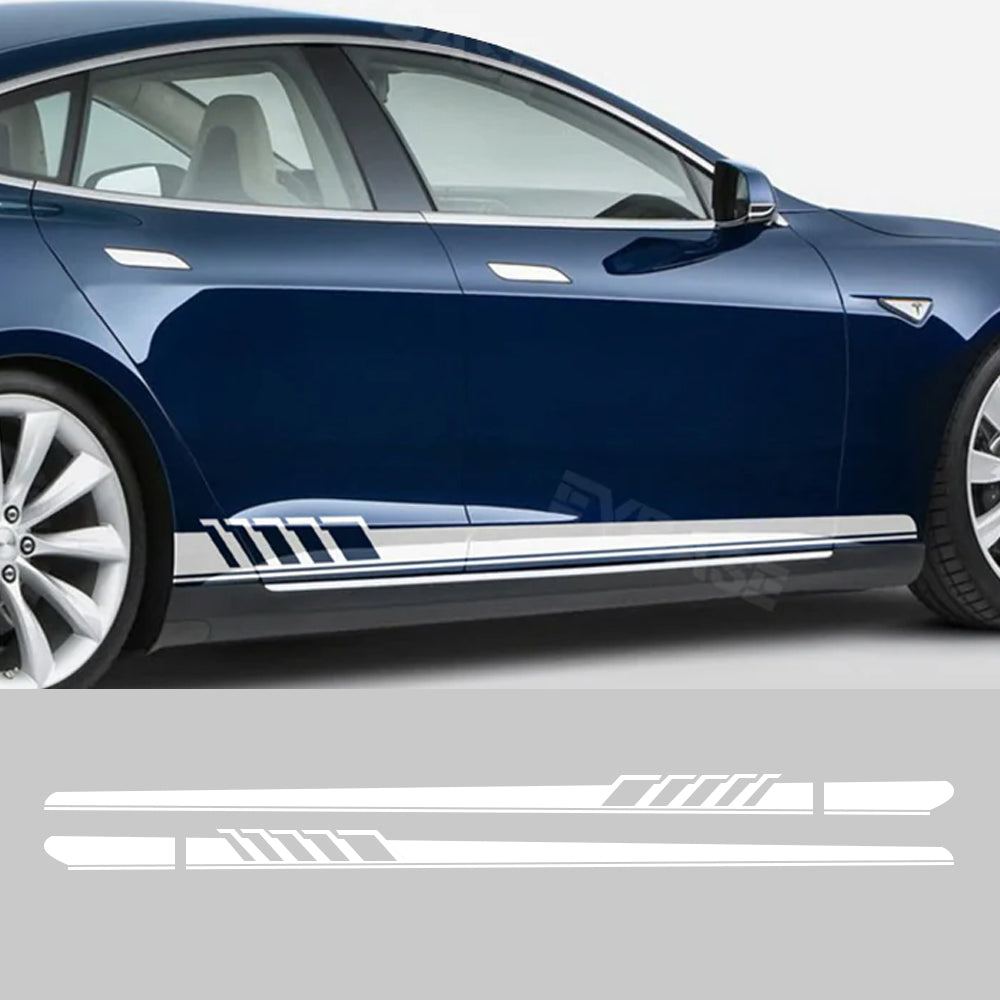 EVBASE Side Skirt Decals DIY Stickers Body Side Racing Stripe Stickers For Tesla Model 3/Y/S