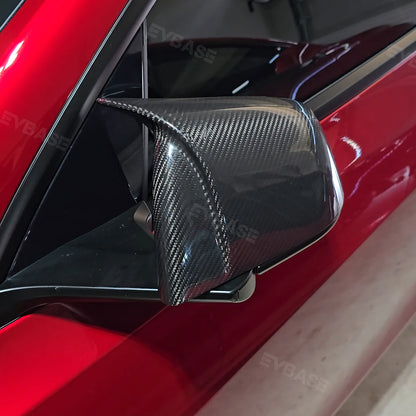 Tesla Model 3 Y Side Rearview Mirror Covers Real Carbon Fiber Cover Model 3 Y Exterior Accessories|EVBASE