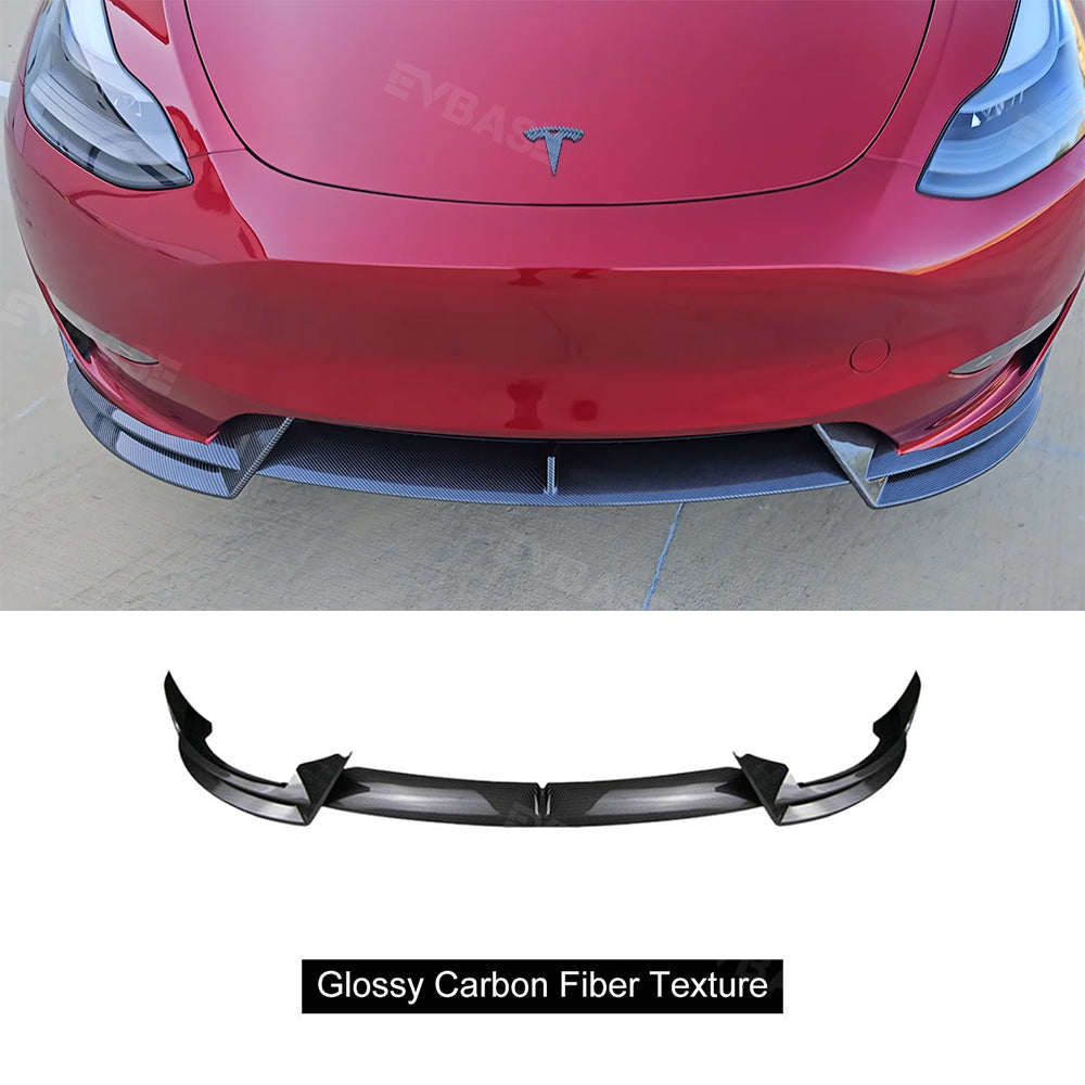 EVBASE Tesla Model Y Front Bumper Lip Fascia Front Lip Spoiler ABS Sport Body Kit Front Apron Model 3