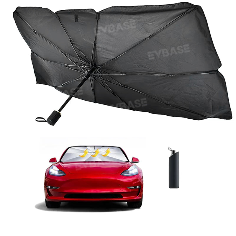 Tesla Model Y 3 Windshield Sun Shade Foldable Front Window Sunshade Umbrella