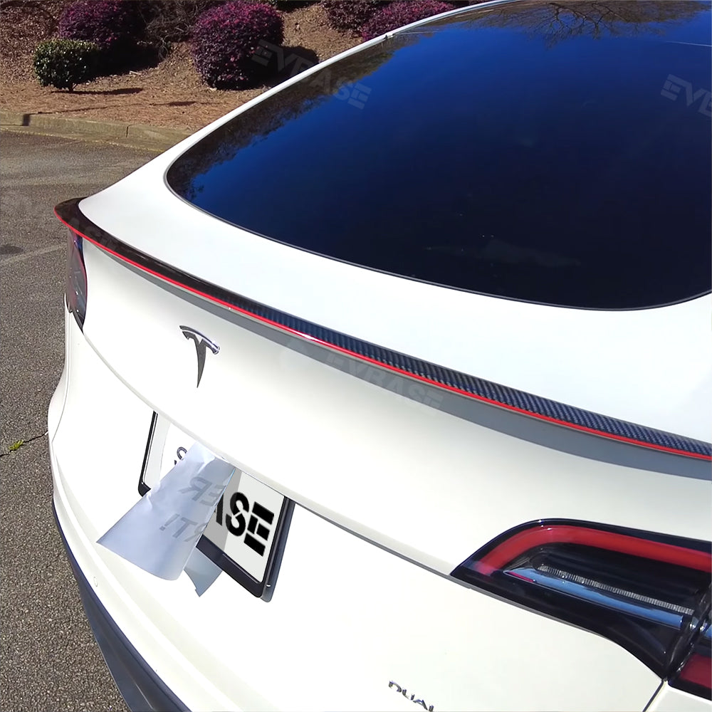 2023 Nuevo alerón rojo Tesla Modelo de fibra de carbono Y 3 Spoiler de fibra de carbono real