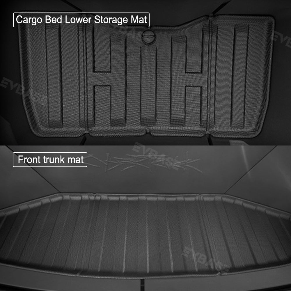 Tesla Cybertruck Frunk Truck Bed Mat Cargo Liner All Weather Rugged Liner Cargo Cover Mat