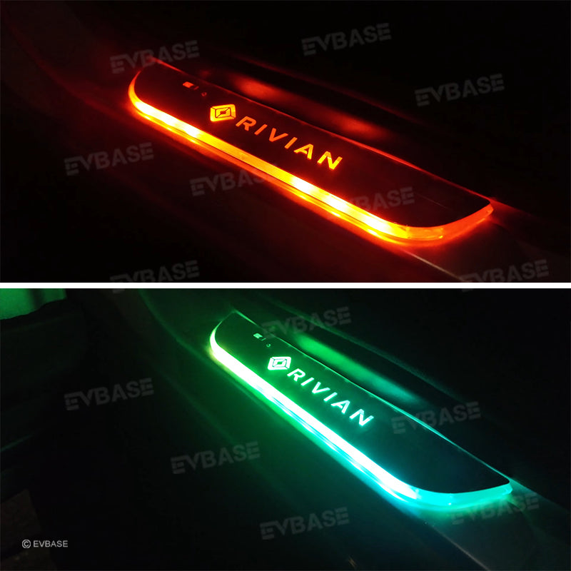 Rivian R1T R1S Illuminated Door Sill Covers  Protector LED Light Plates Trim Welcome Pedal EVBASE