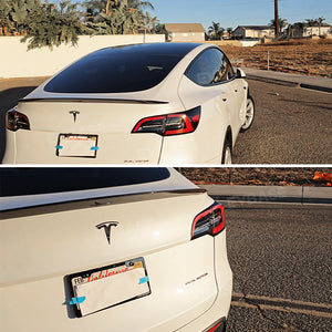 Tesla Model Y Spoiler Wing Dry Real Carbon Fiber OEM Style Inspired By Model 3 Performance Rear Splitter