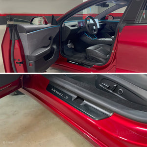 Tesla Model 3 Highland Illuminated Door Sills Covers Plates Protector LED Strip Welcome Pedal EVBASE