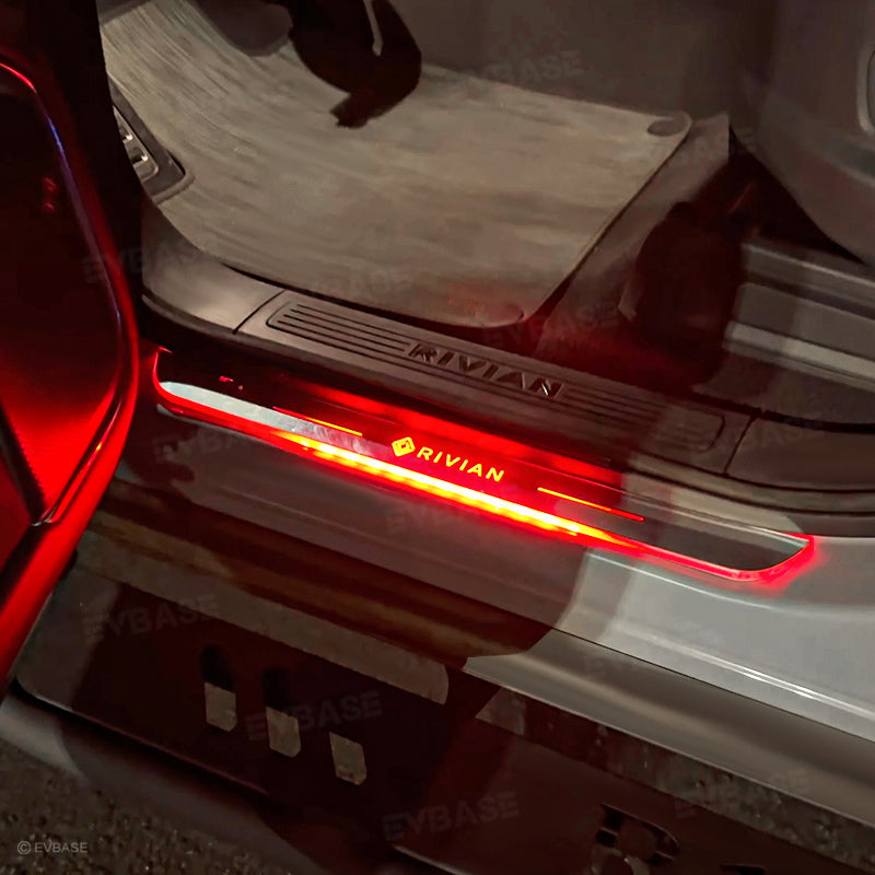 Rivian R1T R1S Illuminated Door Sill Covers  Protector LED Light Plates Trim Welcome Pedal EVBASE