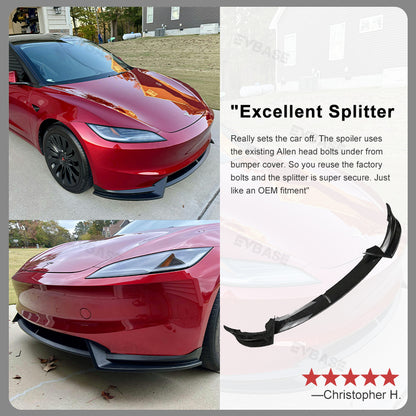 Tesla Model 3 Highland Front Bumper Lip Splitter Spoiler ABS Body Kit V Style