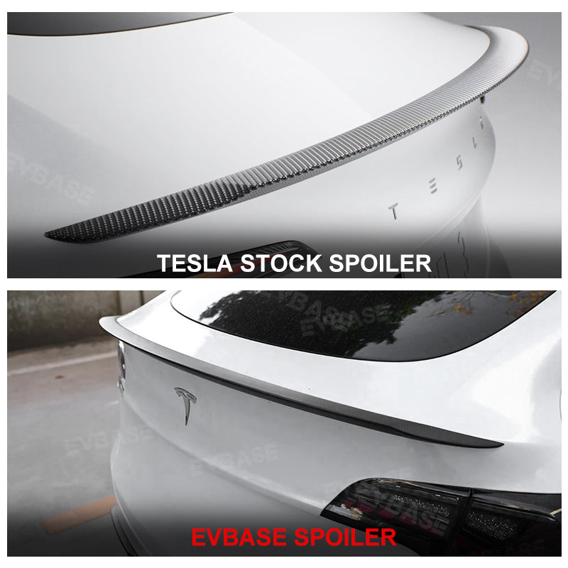 Tesla Model Y Spoiler Wing Dry Real Carbon Fiber OEM Style Inspired By Model 3 Performance Rear Splitter