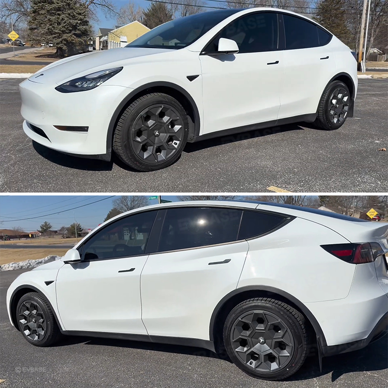 Tesla Model Y 19" Wheel Covers Hex Wedge Hubcaps Matte Black Wheel Caps Rim Protector Honeycomb Wheels Style