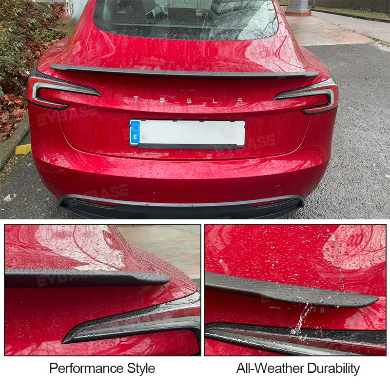 Tesla Model 3 Highland Spoiler Wing Real Carbon Fiber OEM Performance Style Rear Trunk Lid Splitter EVBASE