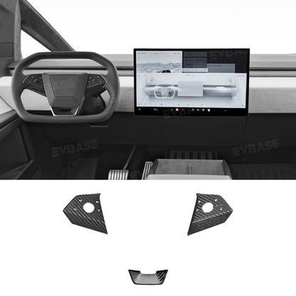 Tesla Cybertruck Steering Wheel Vinyl Wrap DIY Kit Carbon Fiber Accent Style Cover Sticker Trim