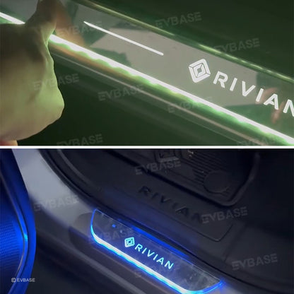 Rivian R1T R1S Illuminated Door Sill Covers  Protector LED Light Plates Trim Welcome Pedal EVBASE