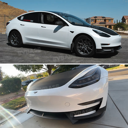 Tesla Model 3 Front Bumper Lip Spoiler V Style Splitter ABS Body Kit