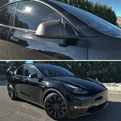 Tesla Model 3 Y Side Rearview Mirror Covers Real Carbon Fiber Cover Model 3 Y Exterior Accessories|EVBASE