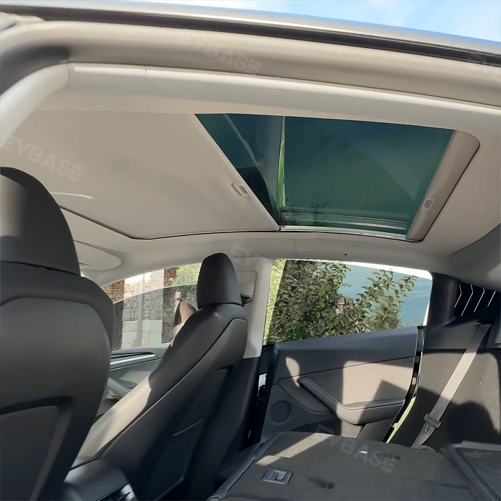 Tesla Model 3/Y Retractable Sunshade Glass Roof Sunshade with Roll Fabric Style|EVBASE