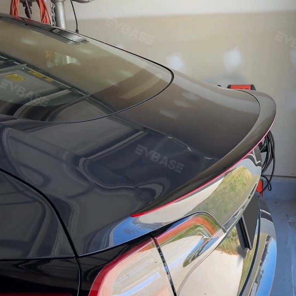 EVBASE Tesla Red Real Carbon Fiber Spoiler Wing for Model 3/Y