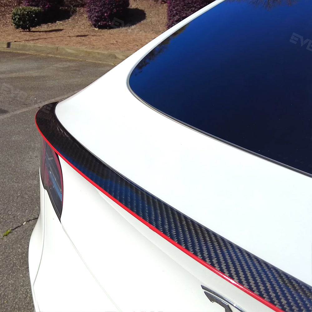 2023 EVBASE Tesla rosso fibra di carbonio Spoiler ala per il modello 3 Y