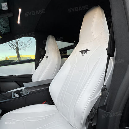 Tesla Cybertruck Seat Covers NAPPA Leather Full Coverage Seat Protector (Black/White)