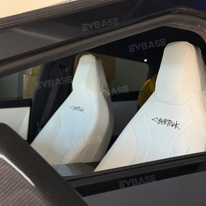 Tesla Cybertruck Seat Covers NAPPA Leather Full Coverage Seat Protector (Black/White)